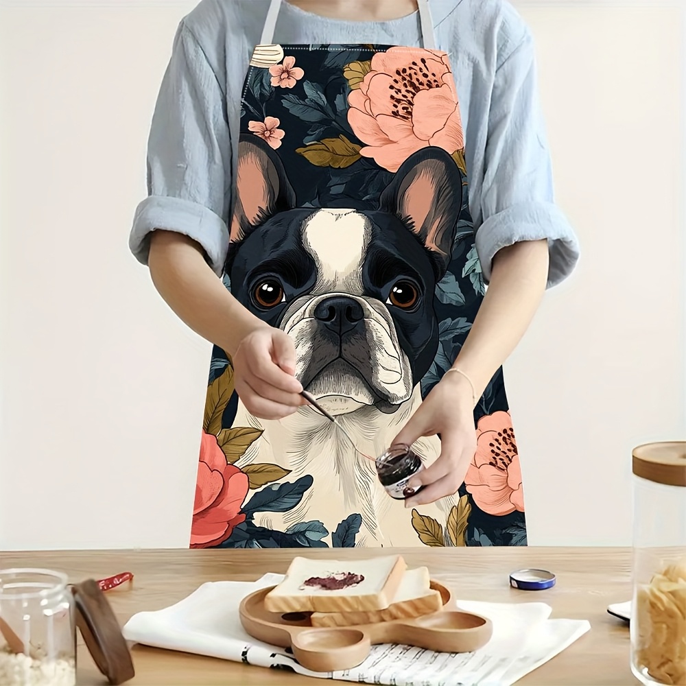 Kitchen Baking Ideas - Tablier à motif floral Bouledogue Français