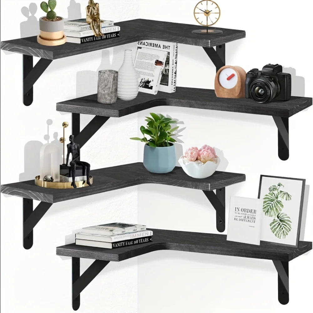 Kitchen Queen - Étagères flottantes en bois naturel, rangement