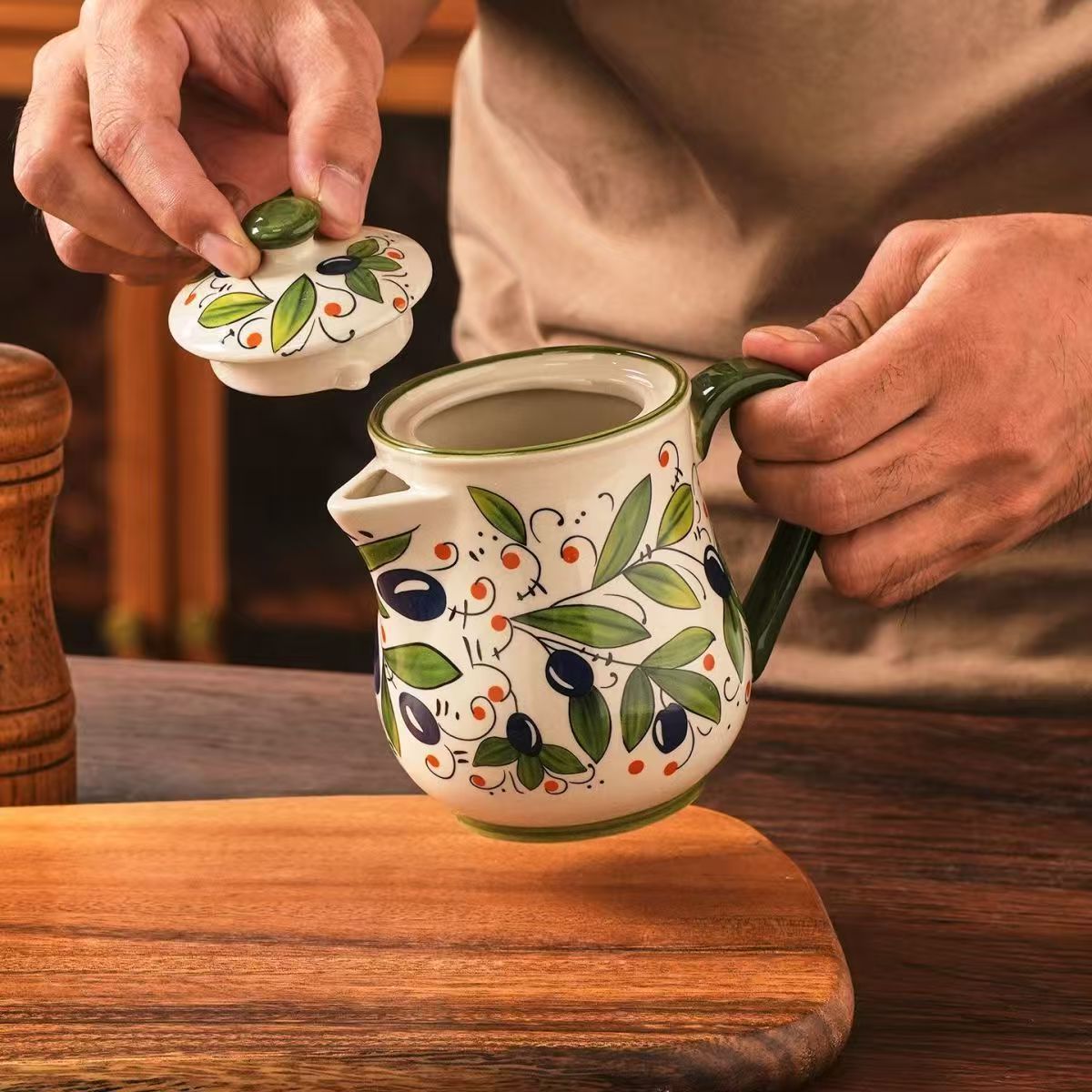 Kitchen Queen - Pot d'huile de fleur en céramique